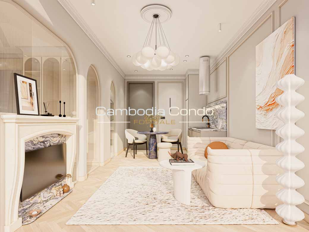 1 Bedroom Condo at Time Square 10 in Sihanoukville-40sqm - Living room