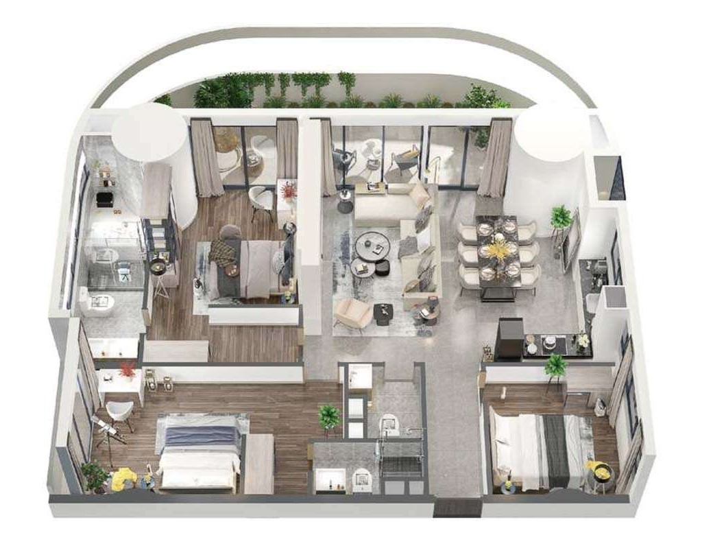 3 Bedroom Condo at Le Conde BKK1 in Phnom Penh-Floor Plan