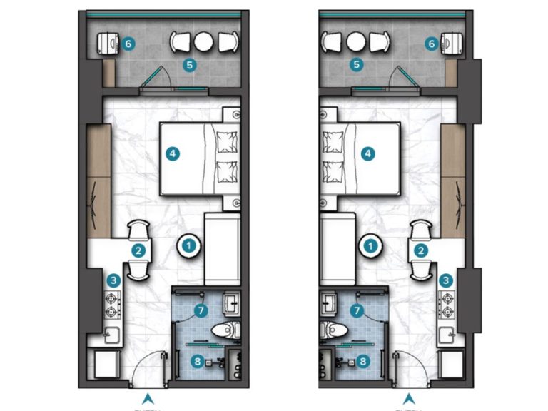 Studio condo at LZ Sea View Residences in Sihanoukville- Floor Plan