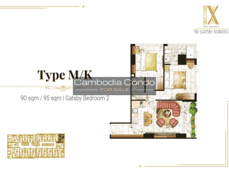 2 Bedroom Condo at Time Square 9 Gatsby Residence - Unit Plan
