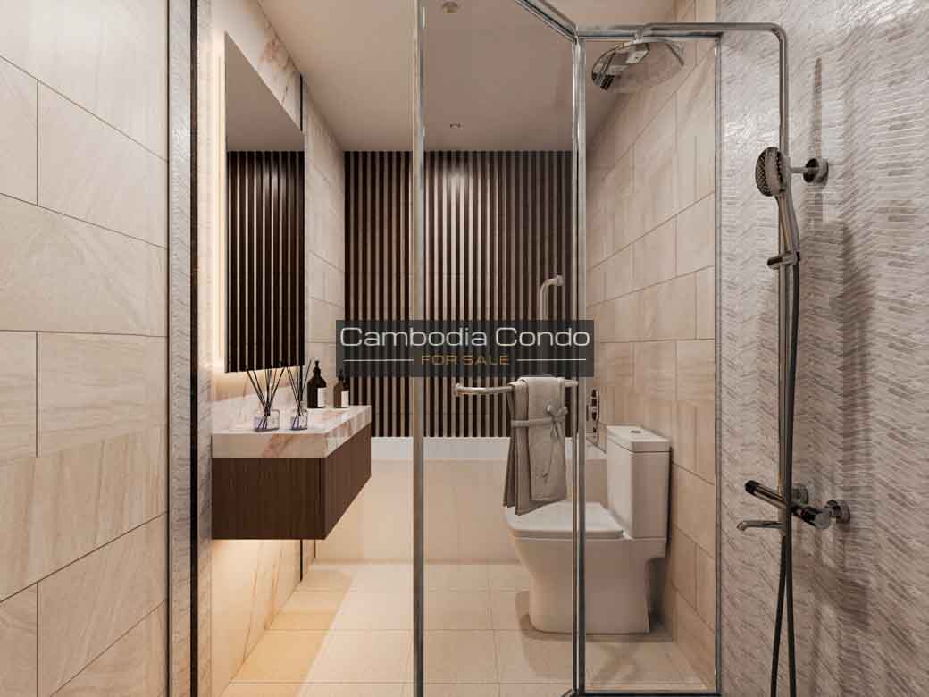 Bathroom Type D, K G.A.T.O Tower BKK1, Phnom Penh - Cambodia Condo For Sale