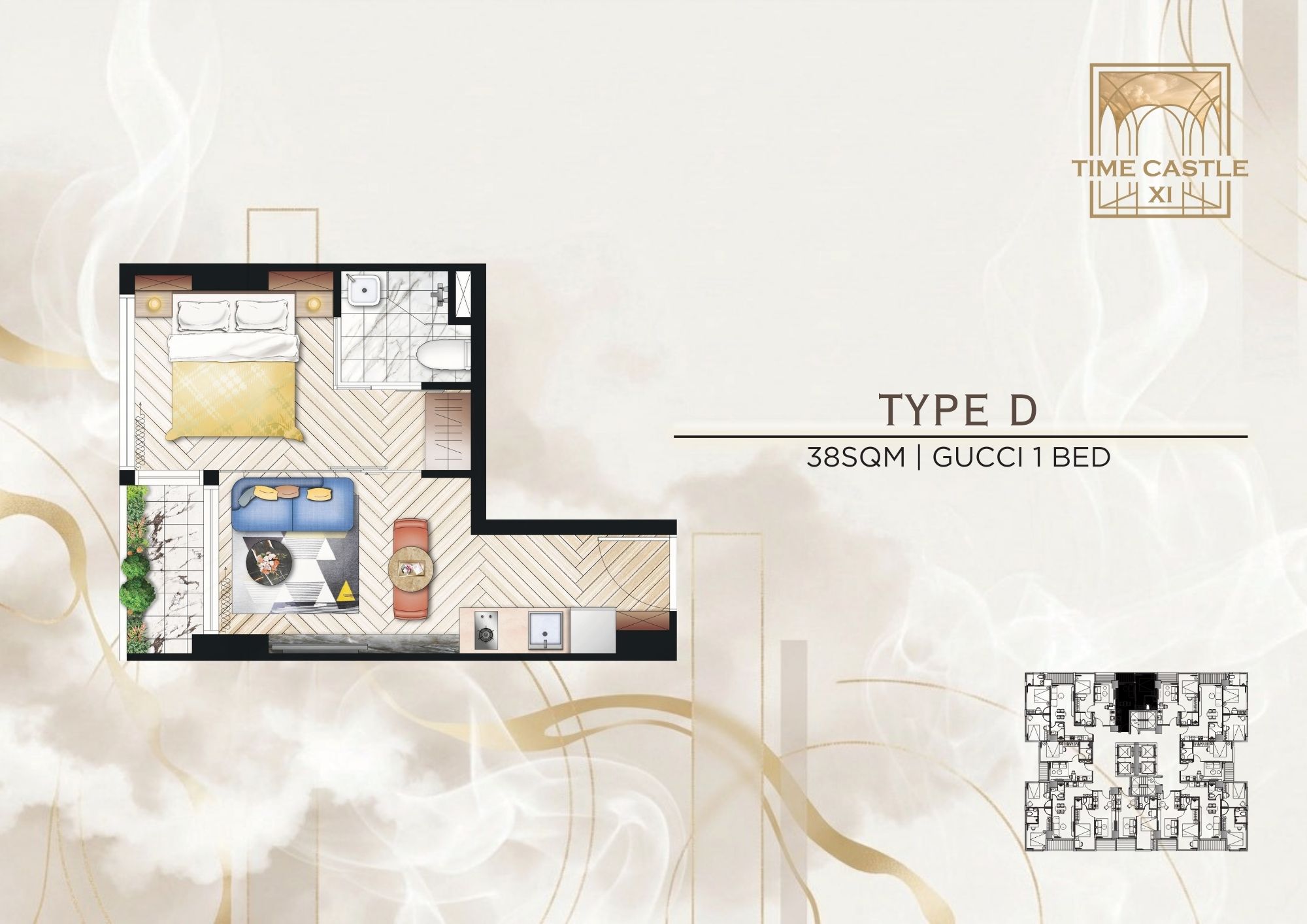 Gucci 1 Bedroom Type D Time Square 11 BKK3, Phnom Penh - Cambodia Condo For Sale